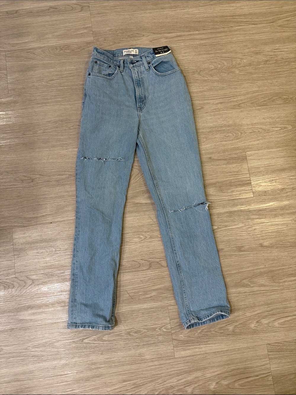 Abercrombie & Fitch Light Blue Straight-Leg Jeans Curve Love Fit